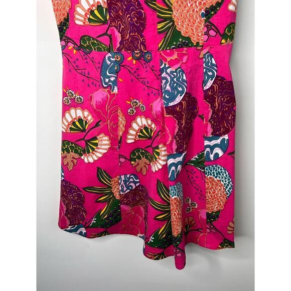 Fitzroy & Willa Floral Print Sleeveless Mini A-Line Dress Pink Women's Sz Medium - Picture 6 of 8